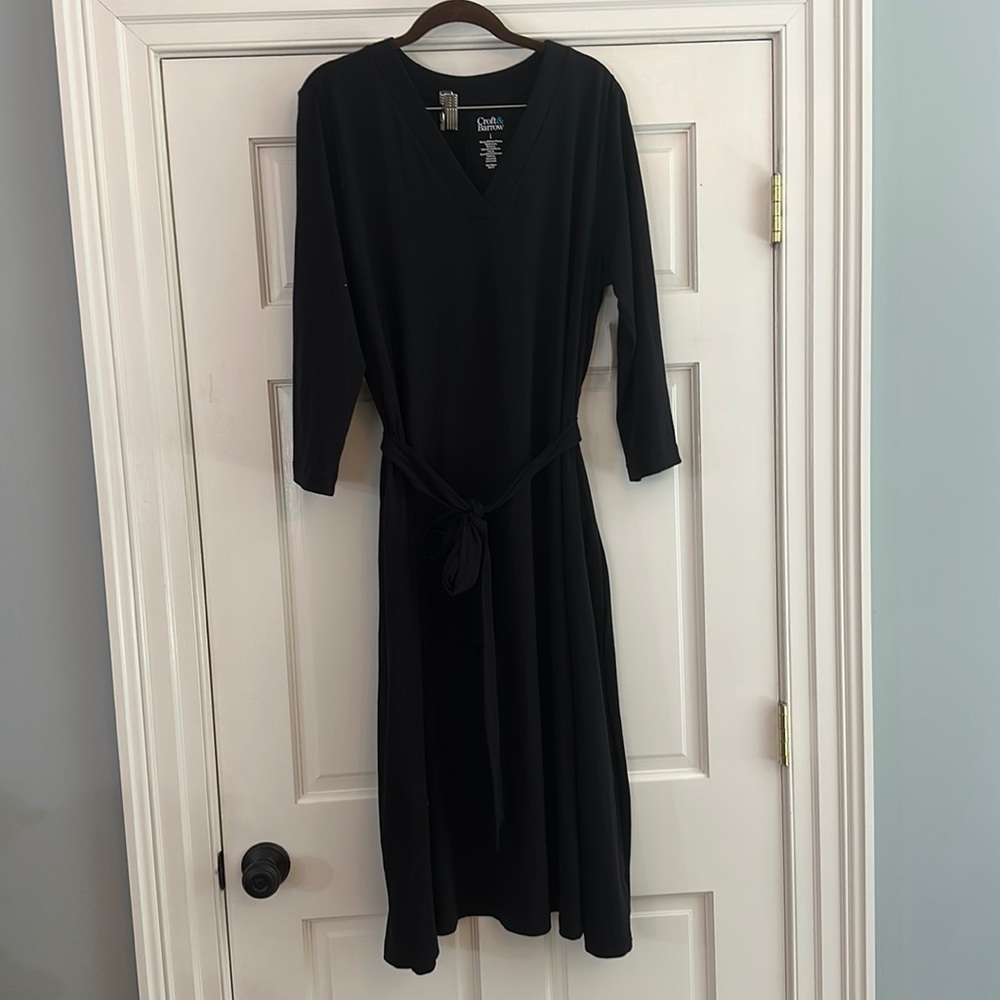NWT Croft & Barrow Black Dress V neck with belt tie